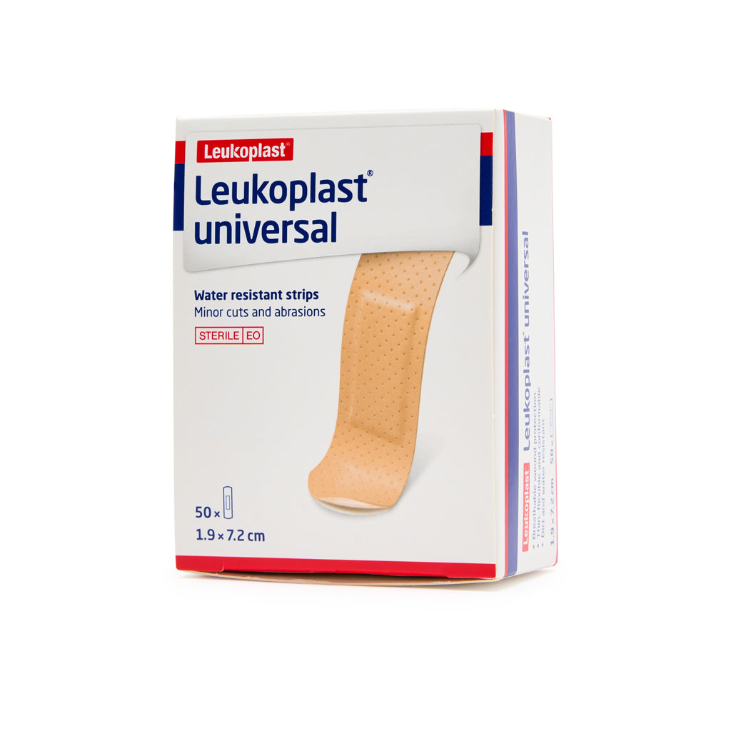 Brenniston Leukoplast universal bandage packaging angled