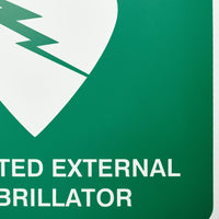 Defibrillator (AED) Sign Off-Wall Poly 225mm x 225mm - Brenniston