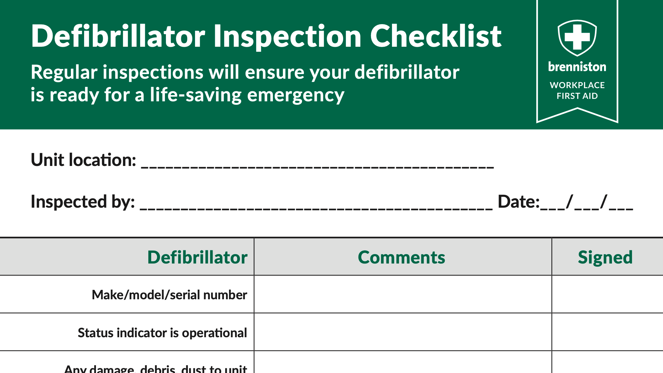 Defibrillator servicing explained - Brenniston