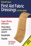 Fabric Dressing Strips Extra Wide 2.5cm x 7.2cm (50)