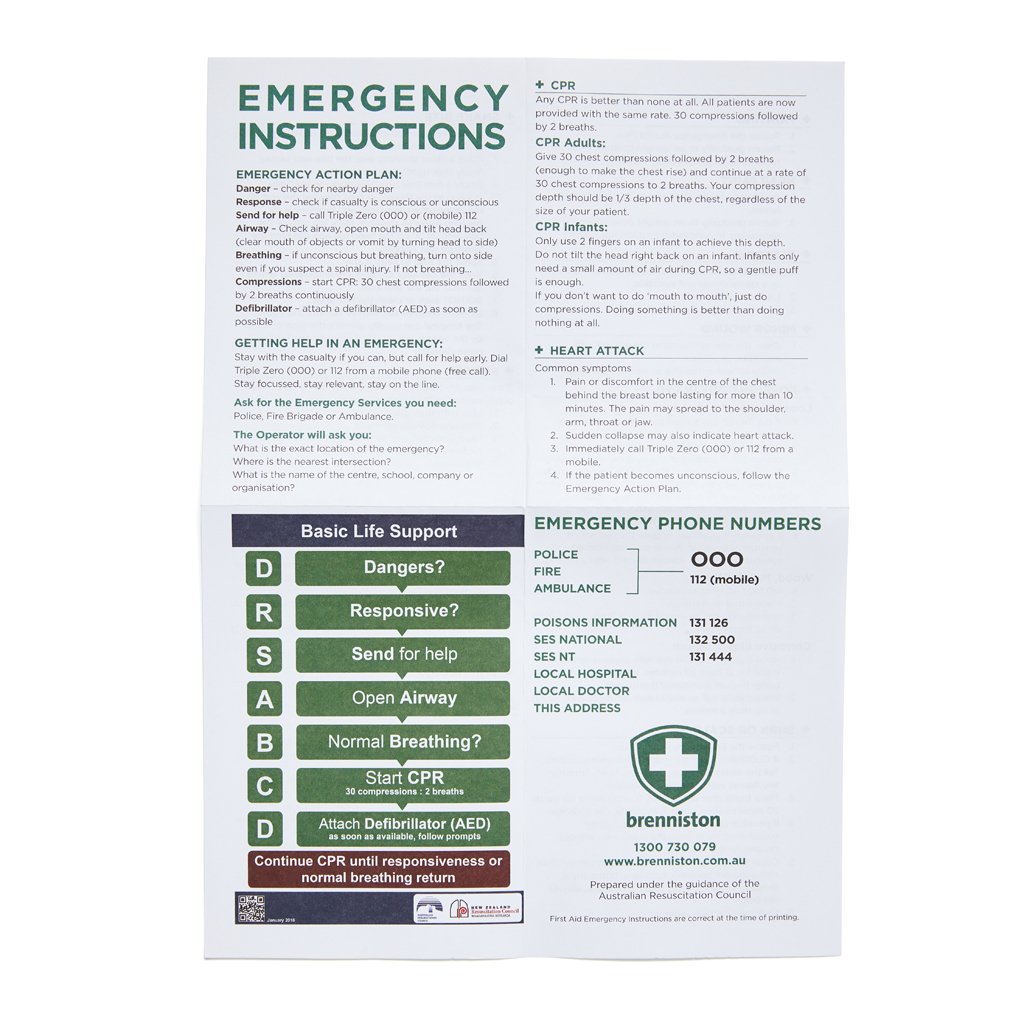 First Aid Instructions.pdf First Aid Instruction Sheet – Brenniston