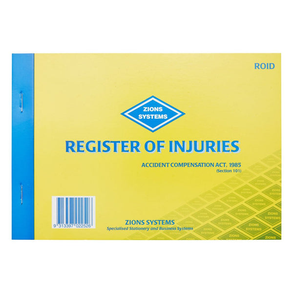 Register of Injuries Pad Duplicate 25pp - Brenniston